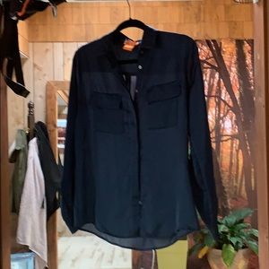 Navy see-through blouse